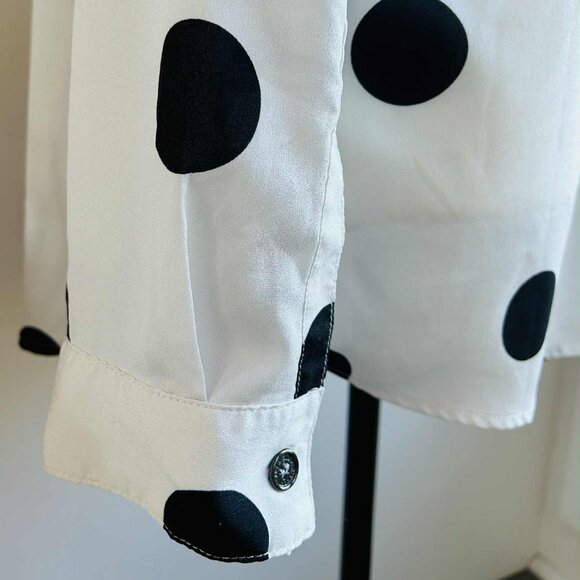 Karl Lagerfeld Paris White Polka Dot Button Shirt with Roll Tabs – US XL - Picture 10 of 11